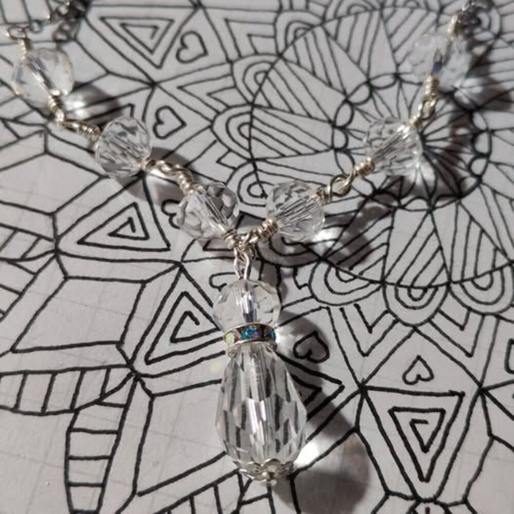 Crystal Tear Drop Y Necklace